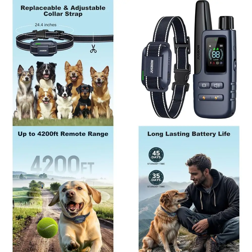 

Long-Range 4200FT Remote Dog Training Collar for 5-120lbs Dogs, Waterproof IPX8, 4 Modes, Rechargeable, with Security Lock