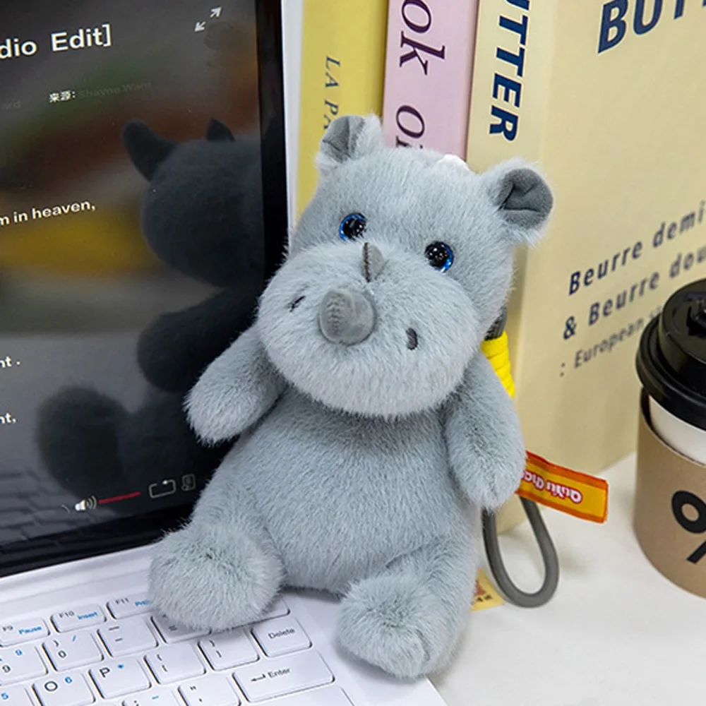 

Backpack Pendant Wrist Pad Rhino Doll Pendant Animal Soft Rhino Plush Toy Cartoon Fluffy Rhino Plush Doll Kids Gifts