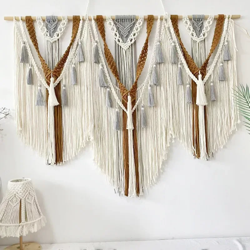 Bohemian tapestry hand-woven wall wall hanging colored fringed pendant home decoration