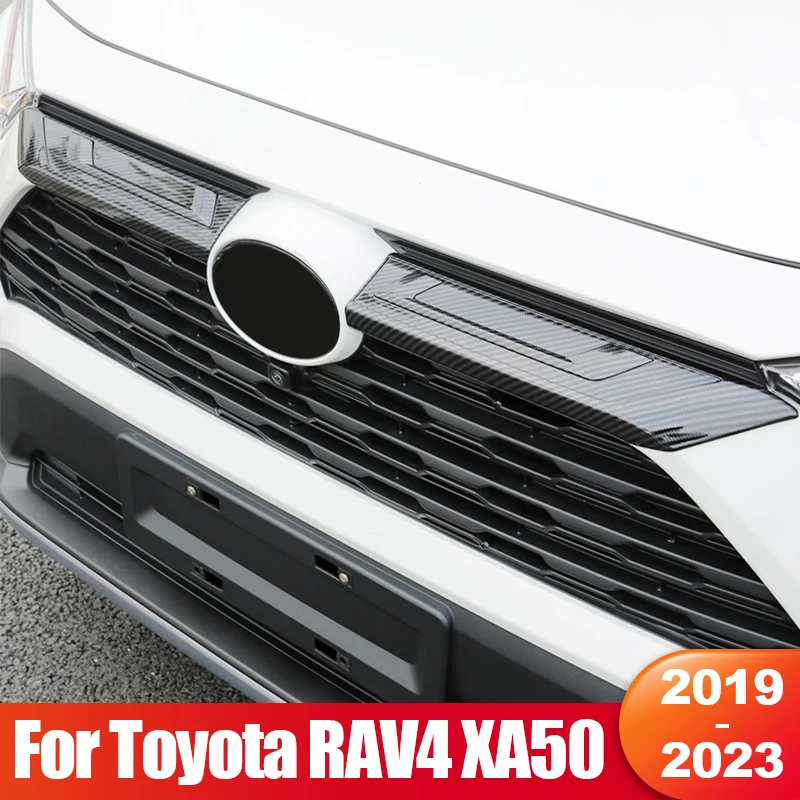 

For Toyota RAV4 XA50 2019 2020 2021 2022 2023 RAV 4 Hybrid Car Front Grille Grill Logo Emblem Trim Strips Cover Accessories