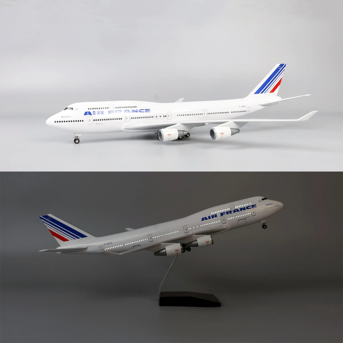 47CM 747 B747 Model AIRFRANCE AIR France Airlines With Landing Gear Wheels Resin Aircraft Plane Collectible Toy