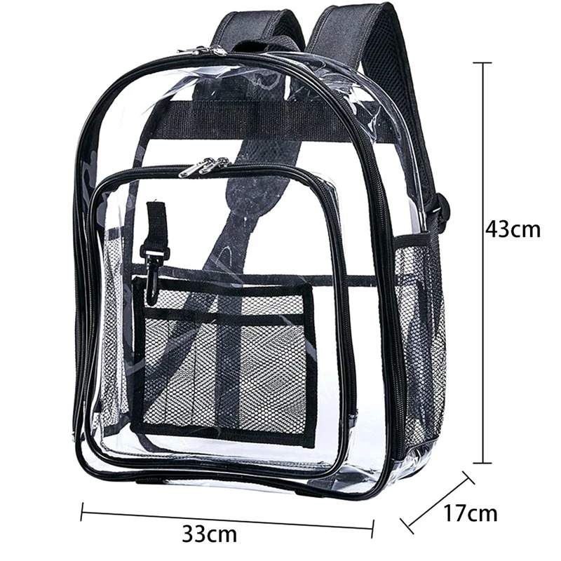 Heavy Duty Clear Backpack,Security Transparent School Backpack,See Through Bookbag For Work, Security Check And Travel