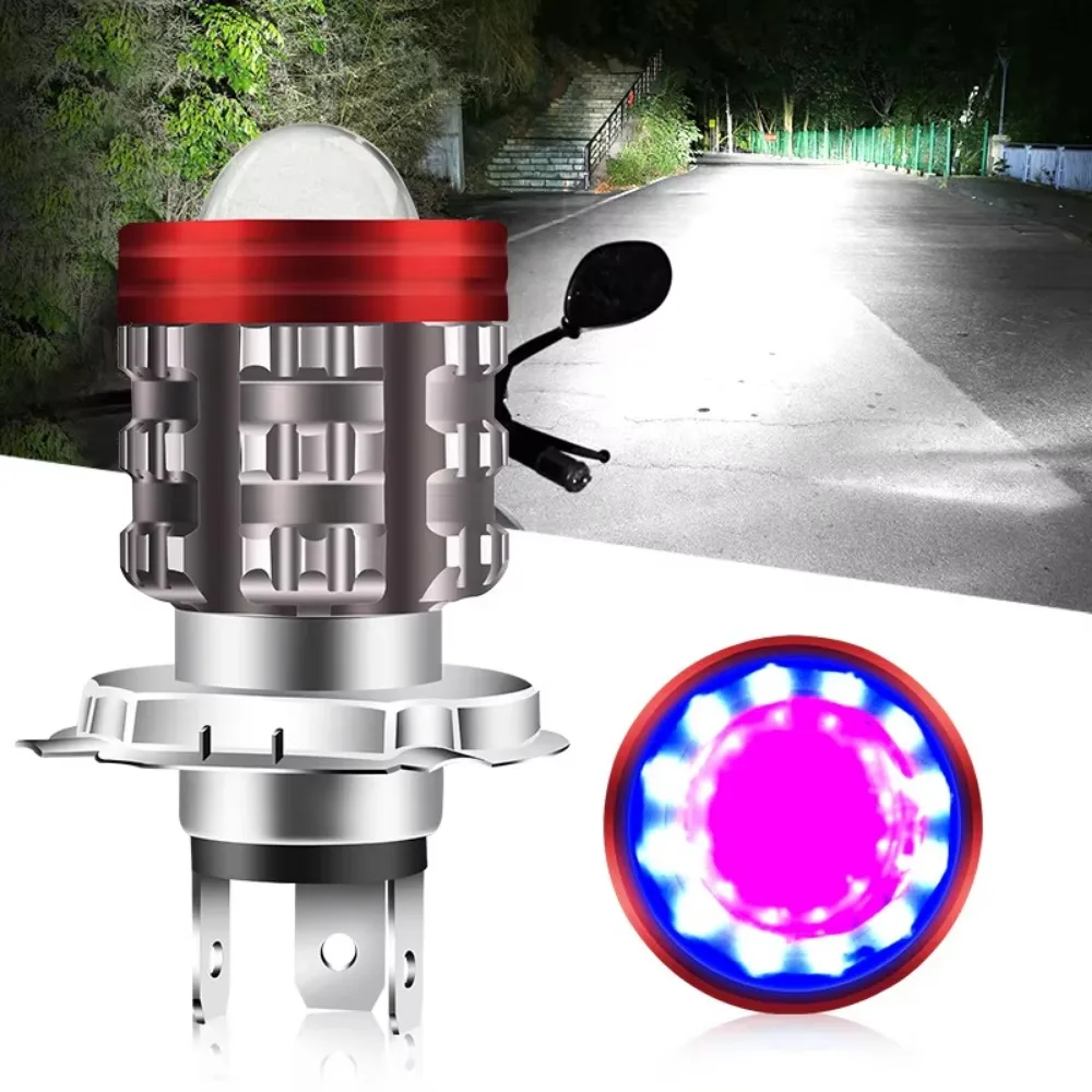 1pcs Universal H4 LED Motorcycle Headlight BA20D H6 Angel Eye Motor Led Bulb Motorbike Head Lamp White Yellow High Low Beam