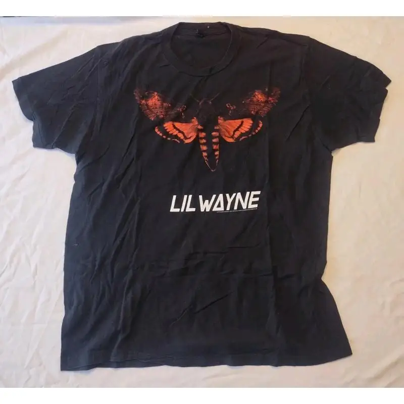 ليل واين أنا لست إنسانًا 2 2013 جولة تي شيرت XL العثة طباعة الهيب هوب نادر