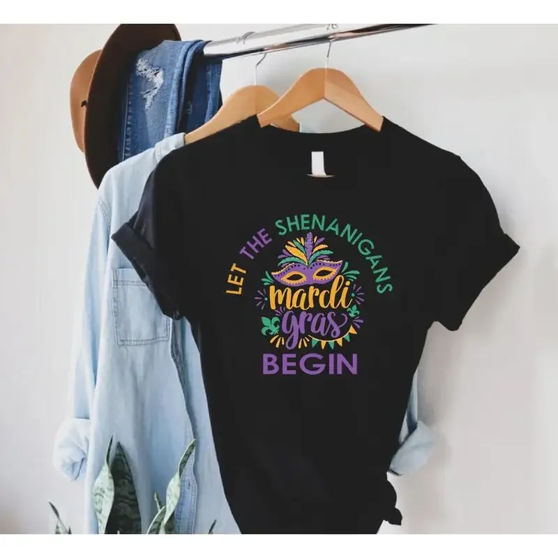 Mardi Gras Mask T Shirt Let The Shenanigans Begin Day Flower De Luce Louisiana Carnival Parading