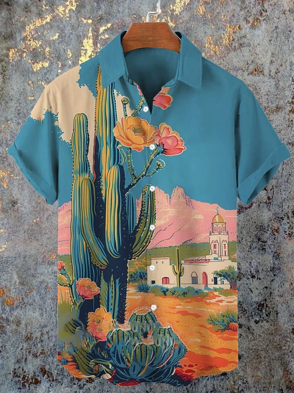 Summer Vintage Cactus 3D Print Shirts Men Women Fashion Shirt Casual Hawaiian Streetwear Short Sleeve Shirt Blouse Man Clothing