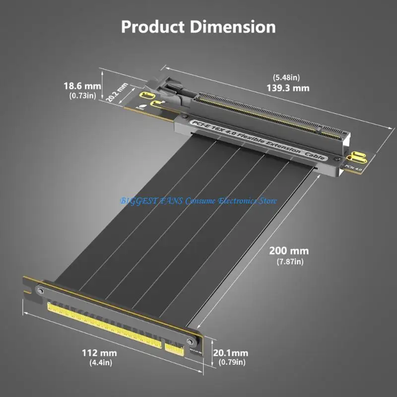 PCIe4.0 Extension Cable 90/180Degree Design for ITX Mini Case Reducing Operating Temperature