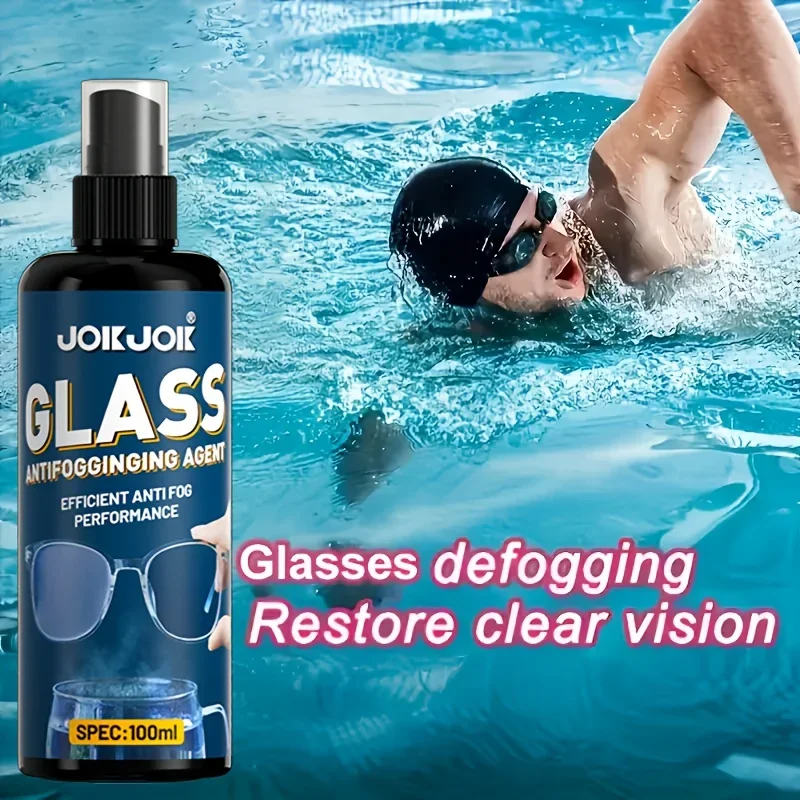 JOKJOK Spray antivaho de vidrio 100 ml: desempañador profesional de gafas de natación y gafas, claridad instantánea para bucear y uso diario