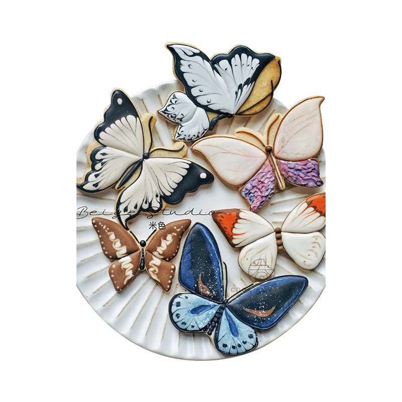 나비 비스킷 금형 6 가지 유형 플라스틱 절단 퐁당 베이킹 쿠키 스탬프 금형 커터 주방 Pressable Die Kids Cake Decor