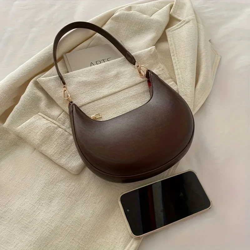 

French Minimalist Versatile Underarm Bag, Fashionable Retro Leather Women's Shoulder Bags, Suitable for Commuting Parties