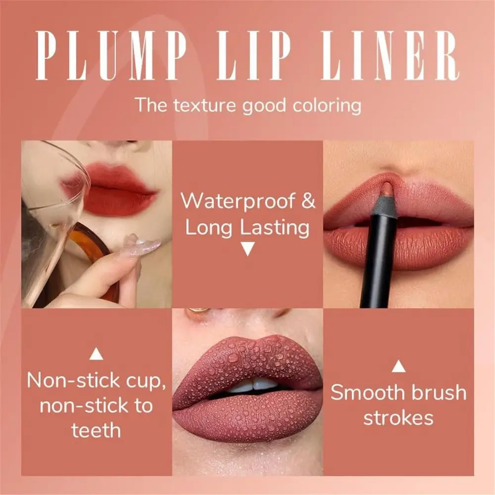 หมุน Matte ลิปสติกดินสอ Non-Stick CUP Sharpenable Lip Crayon กันน้ํา Long Lasting ลิปสติก Lip Liner ปากกาผู้หญิงหญิง