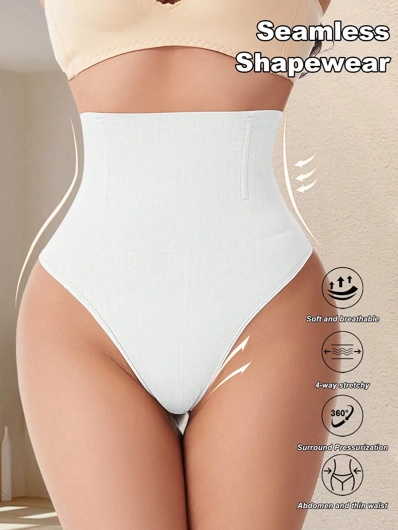 Pantys Moldeadores de Cintura Alta Sin Costuras para Mujer, Control de Abdomen, Levantamiento de Glúteos, Faja Reductora de Cintura