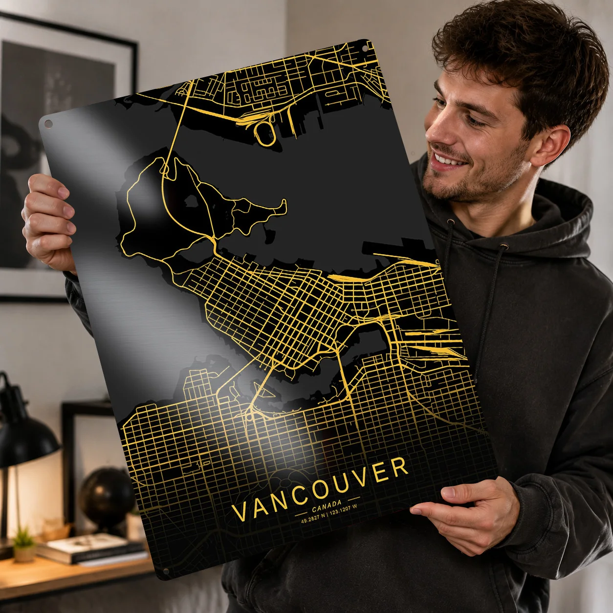Home Decor Vancouver - Golden Vancouver City Map 3D Texture
