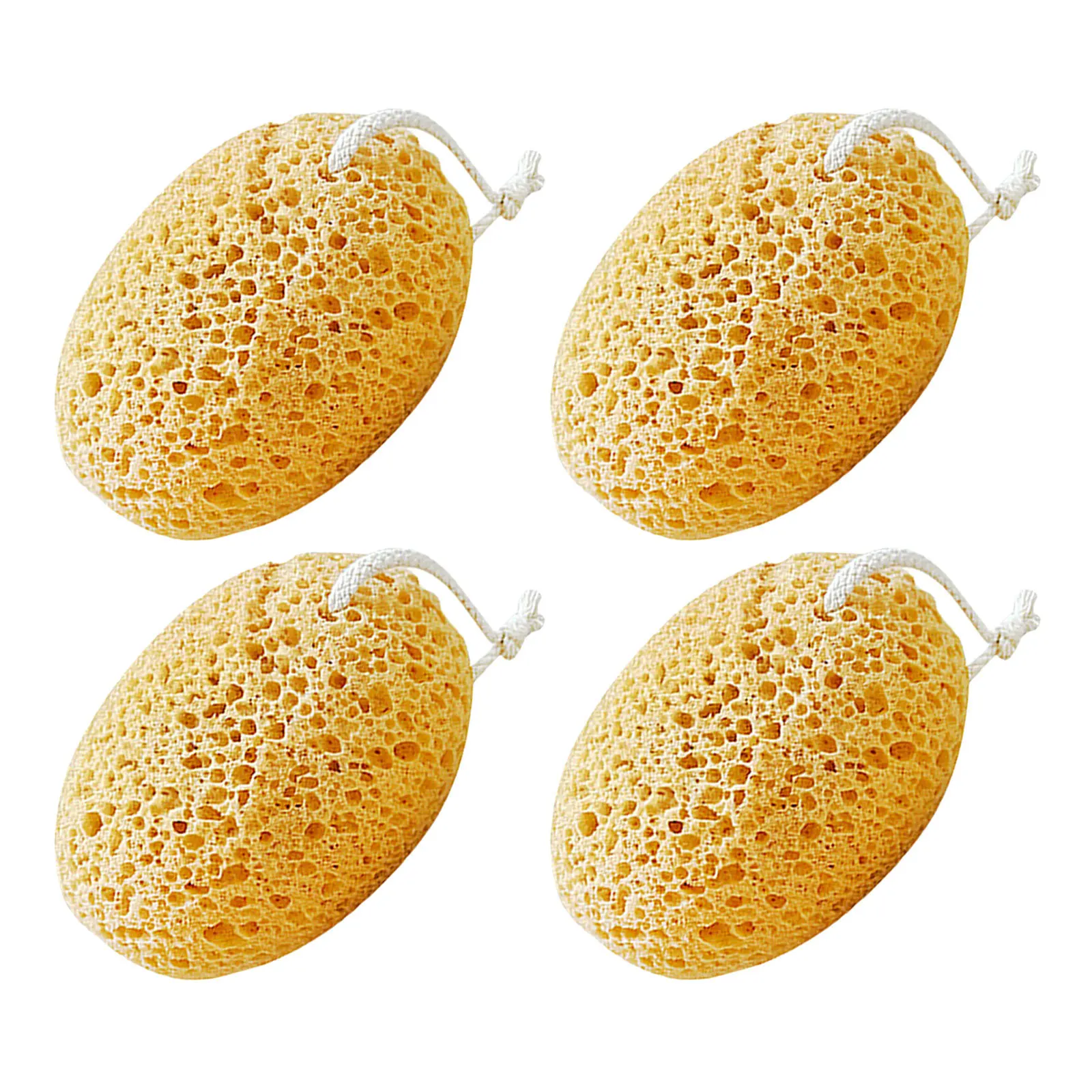4 قطعة إسفنجة حمام على شكل قرص العسل سنفرة الجسم إسفنجة دش للتقشير العميق للبشرة الناعمة قابلة لإعادة الاستخدام أداة اللوف للاستحمام للرجال والنساء