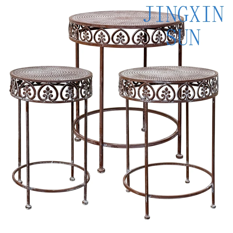 Retro old wrought iron flower frame stool combination balcony dill flower pot bracket floor-to-ceiling shelf multi-purpose