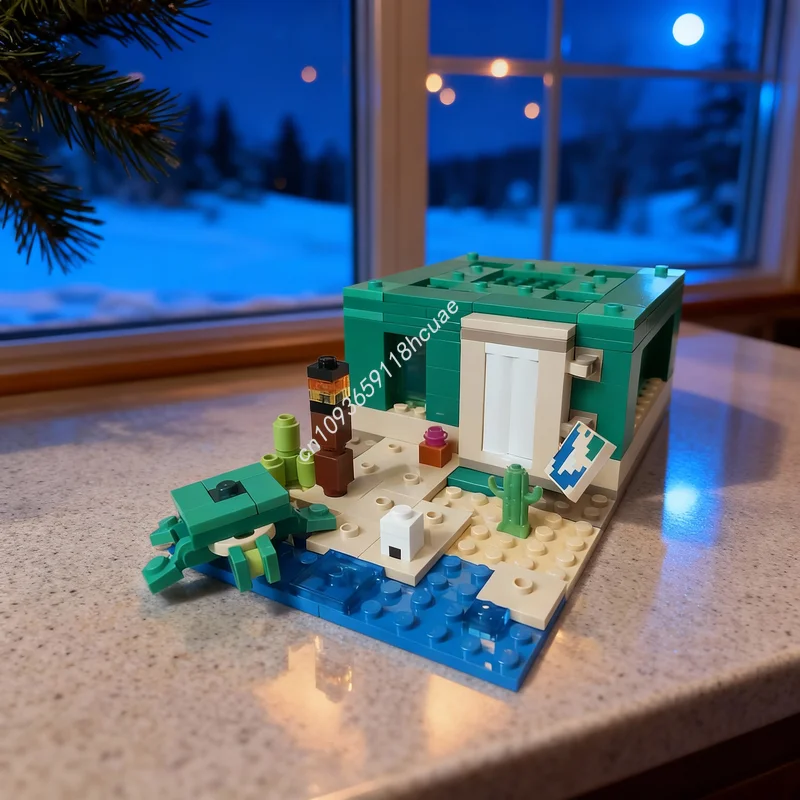 159 Piezas MOC Casa Verde El Agua Construye Mi Mundo Bloques de Construcción Modelo Arquitectónico Juguete Regalo de Navidad Idea Creativa