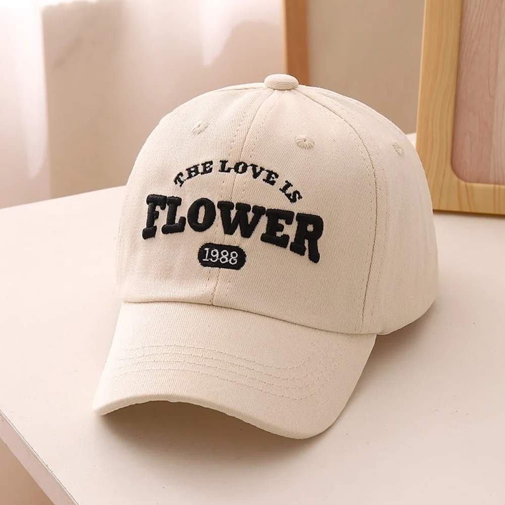 

Casual Flower Letter Baseball Caps Spring Autumn Embroidery Sun Hats Solid Color Adjustable Hats For Boy Girl
