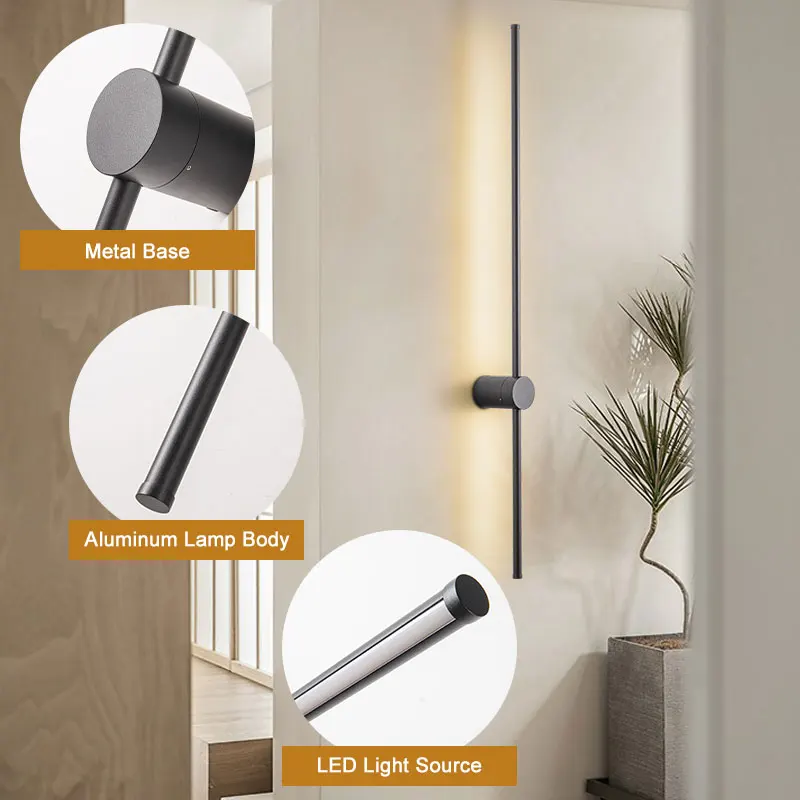 360° Rotatable Touch Dimmable LED Wall Lamps for Corridor Stairs Brightness Adjustable Touch Switch LED Wall Lights Wall Sconce