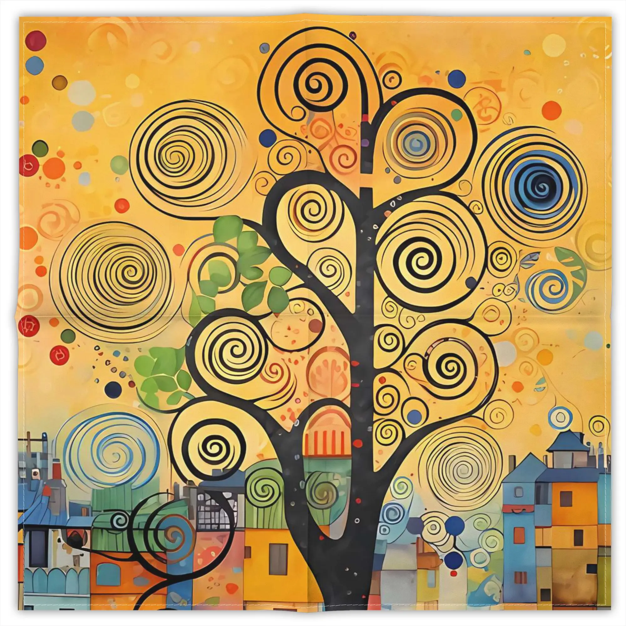 lenco-quadrado-decorativo-de-poliester-estampado-com-arte-de-pintura-gustav-klimt-para-uso-diario