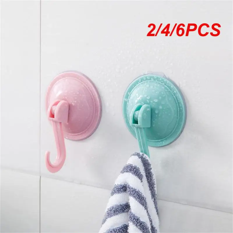 2/4/6PCS Hooks Convenient Plain Color Suction Cup Hook Multi-purpose Hooks Plastic Hook Good-looking Design