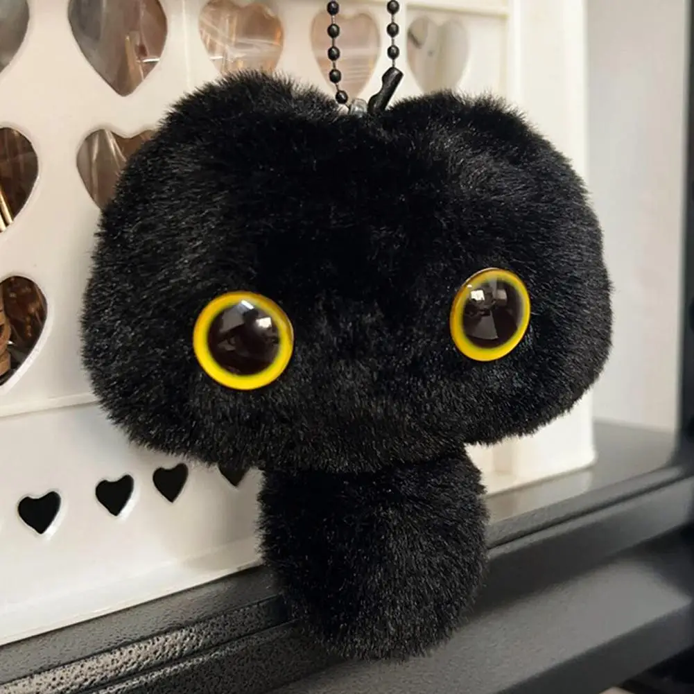 Pendentif en peluche fait à la main en forme de chat noir mignon, sac de beurre de chaton, cadeau adapté aux filles, petite décoration Kawaii, 10cm