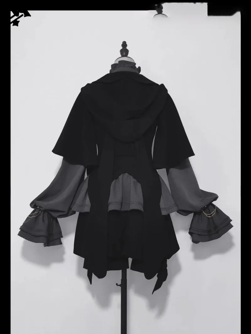 여성용 하라주쿠 Y2K 빈티지 고딕 로리타 토끼 귀 후드 망토 코트 JK 리본 셔츠 반바지 세트 2026 신상 패션
