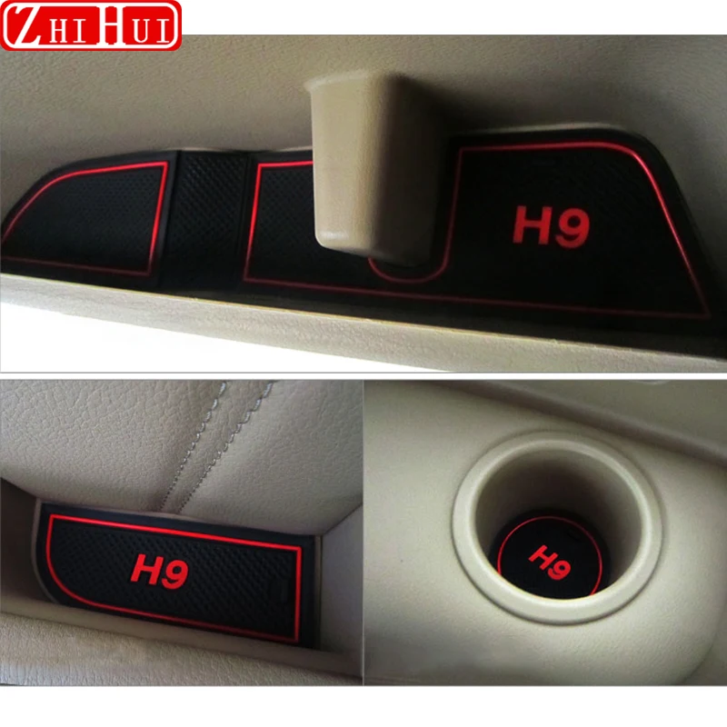 NEW For GWM Haval Hover H9 2015-2022 Interior Non-Slip Mat Door Groove Pad Rubber Gate Slot Cup Cushion Decoration Car Accessori