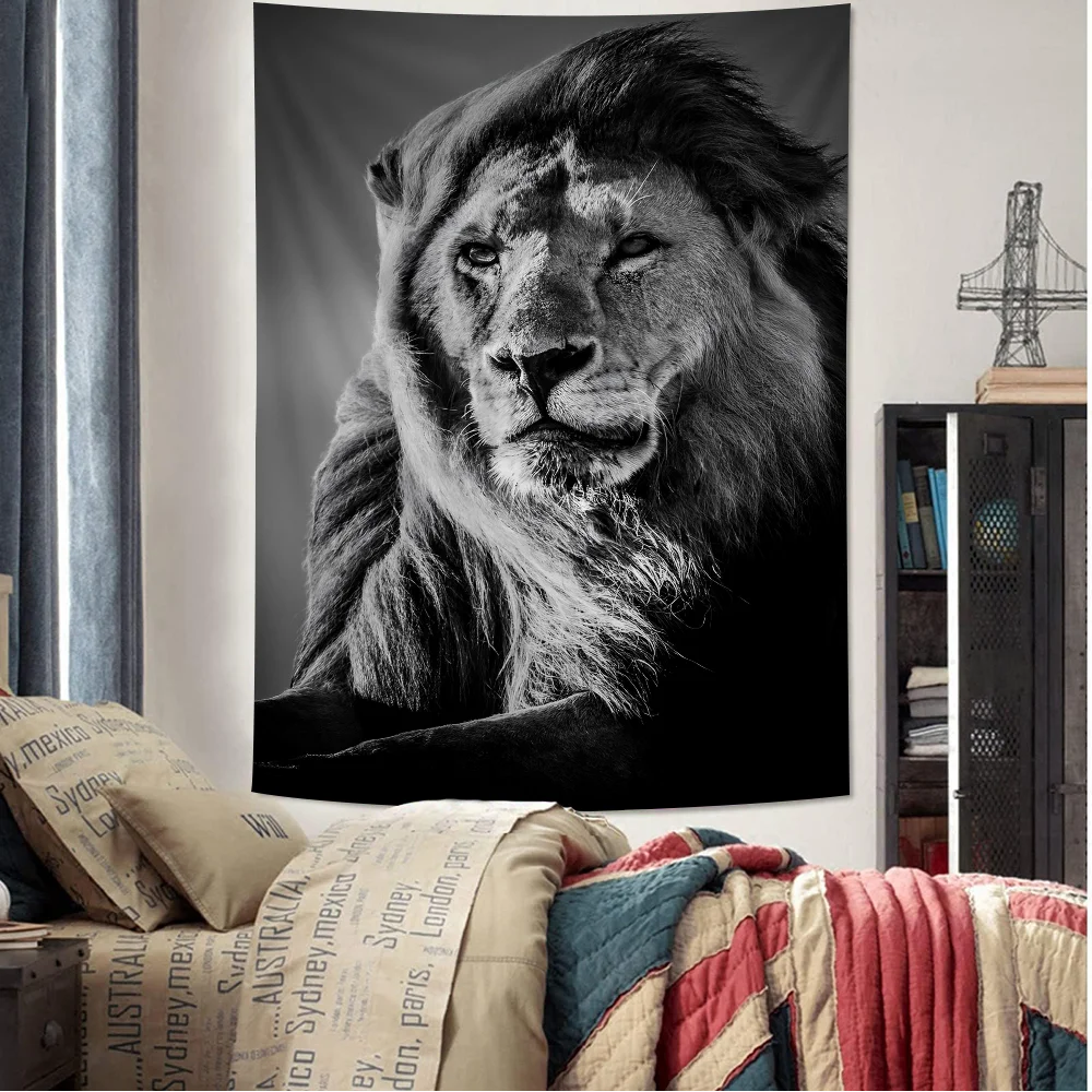 

Animal Lion Printed Large Wall Tapestry Hanging Tarot Hippie Wall Rugs Dorm Art Home Decor