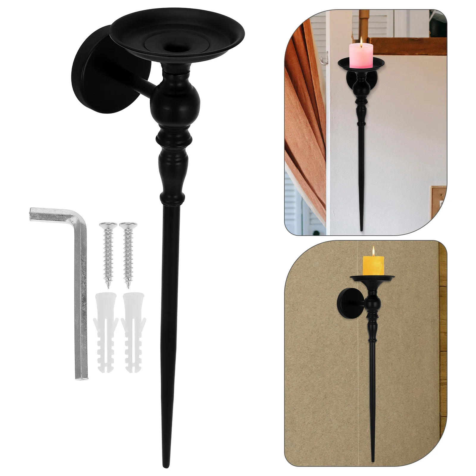 

Metal Mounted Holder European Style Decorative Candlestick For Bedroom Living Room Office Wall Sconce Taper Wall Stand