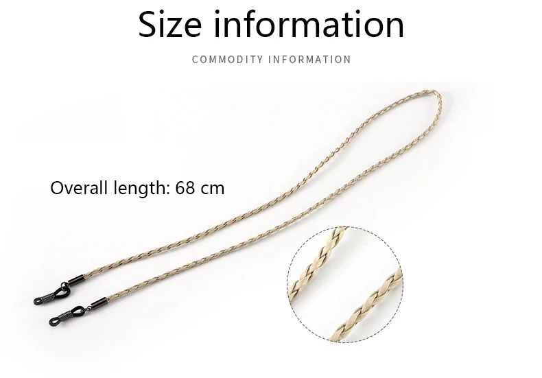 Mehrfarbiger geflochtener Leder-Brillenriemen, Anti-Verlust-Sonnenbrillenband, rutschfeste Brillenkette, Halsschnurhalter für Damen und Herren – Detail 5