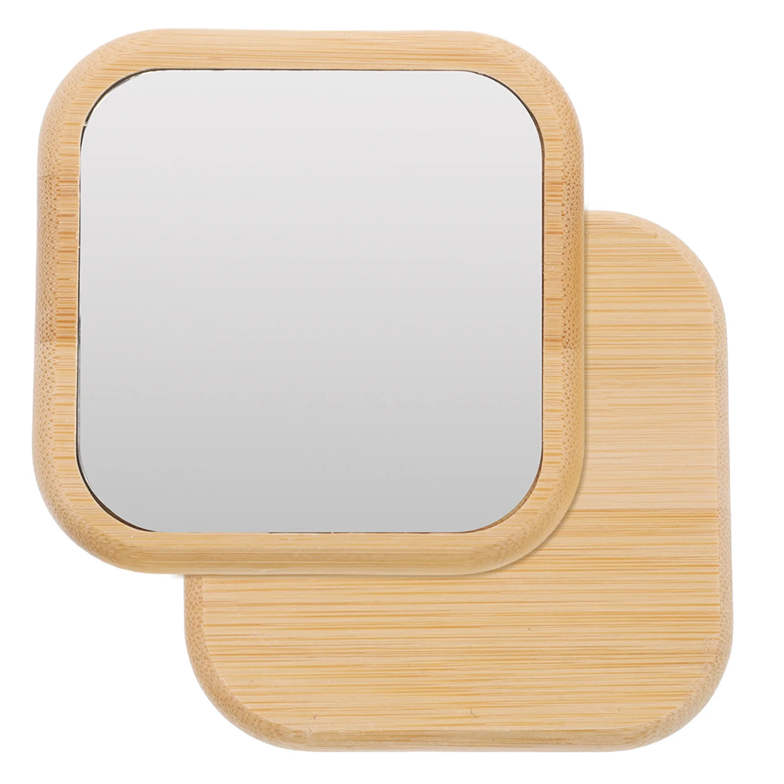 

2Pcs Wooden Compact Mirror Portable Small Lightweight Handheld Mirror for Travel Makeup Purse Girls Compact Mirrors