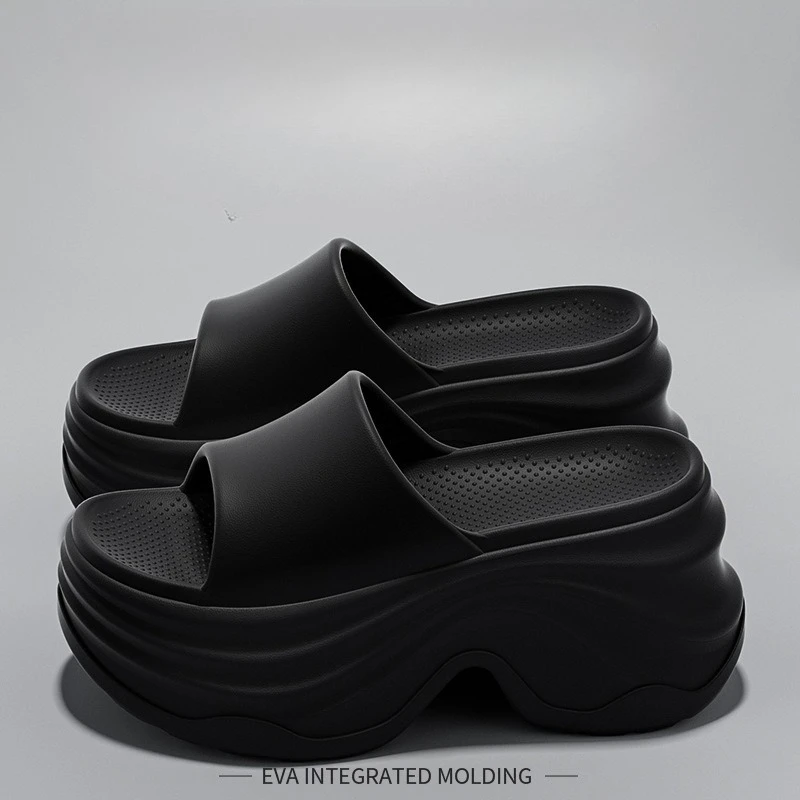 

Solid Color Platform Slippers Women Thick Sole Non Slip Beach Slides Sandals Lady Summer Soft Sole Wedge Heel Slipper