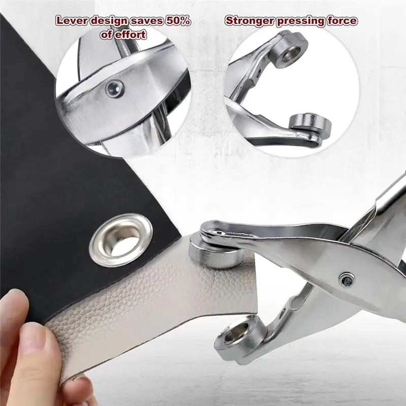 J1UL1N 1/2 Inch Grommet Tool Kit, Grommet Kit,Leather Punch Pliers With 200 Silver Metal Eyelets For Leather,Belts,Shoes,Fabric