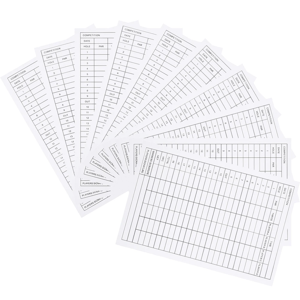 

10pcs Golf Scorecard Accessories Coated Paper Sports Keeper Tool Lightweight Portable Golfs Supplies Score Record