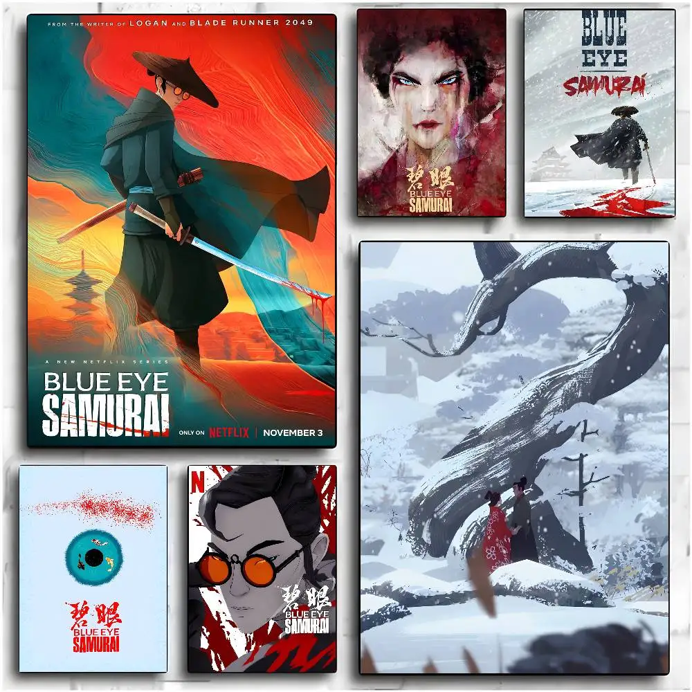 Blue Eye Samurai Poster No drilling required leaves no marks Self-adhesive stickers can be applied to any surface