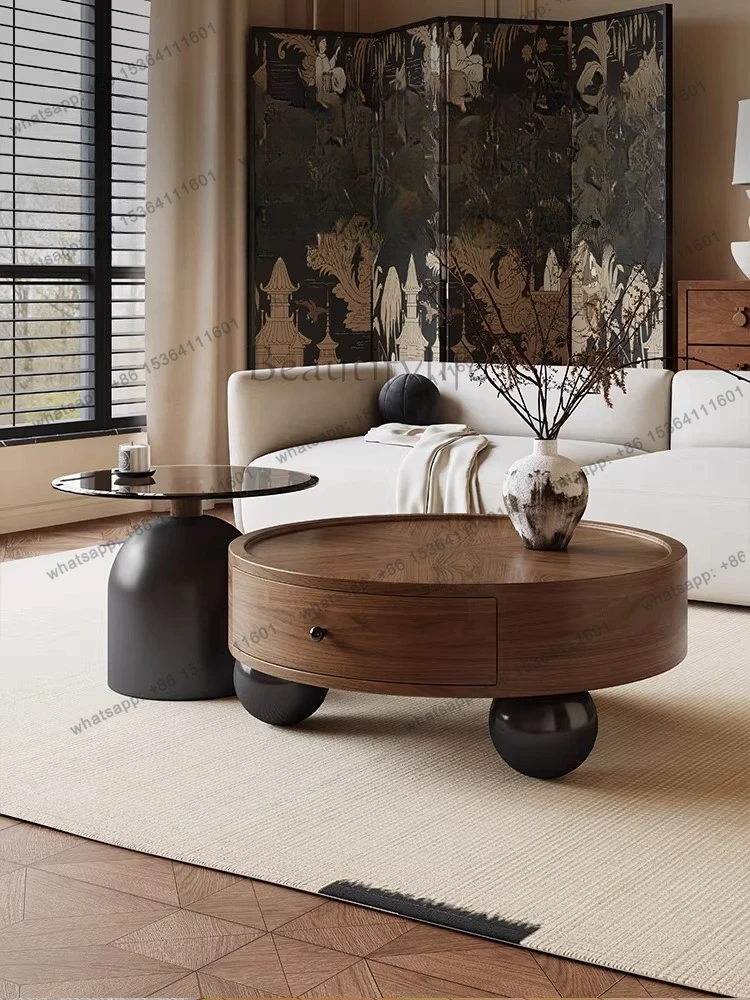 

Medieval style round coffee table modern simple living room small apartment household coffee table coffee table