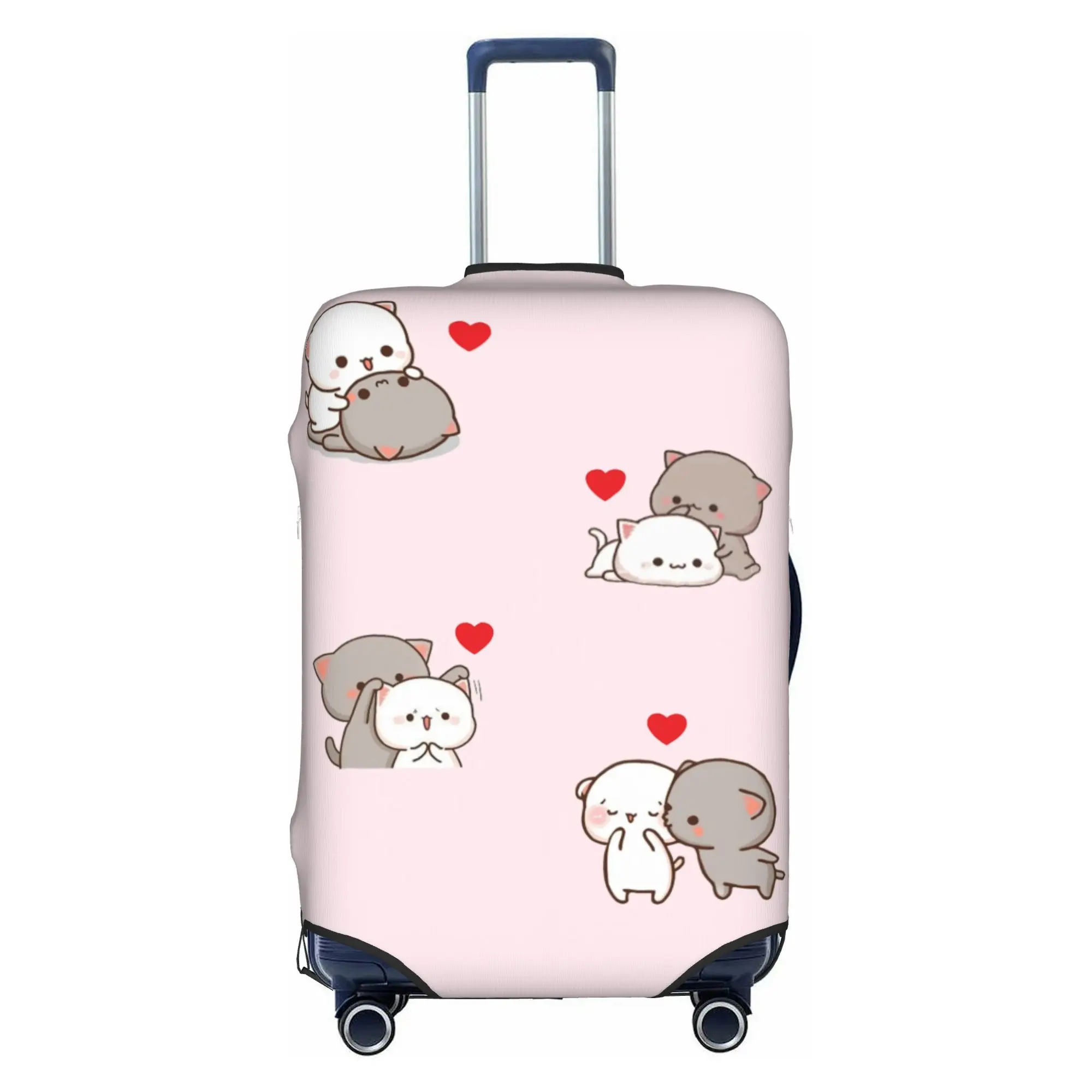 Custom Some Cute Gifs Of Mochi Peach Cats Love Luggage Cover Elastic  Travel Suitcase Protective Covers Fits 18-32 Inch