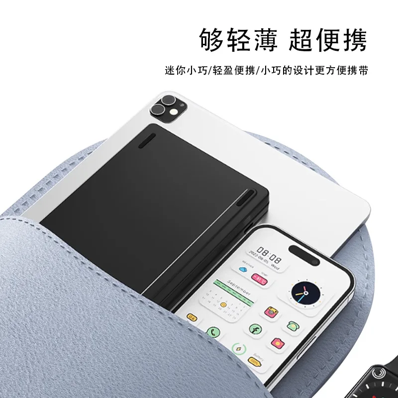 The new ultra-thin portable foldable rechargeable Bluetooth keyboard for phones tablets and laptops with foldable design