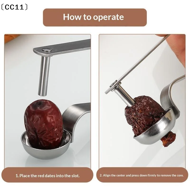 Stainless Steel Cherry Seed Remover Cutter Kitchen Gadgets Vegetable Tool Apples Red Dates Corers Twist Core Remove Pit〔CC11〕 - view 2