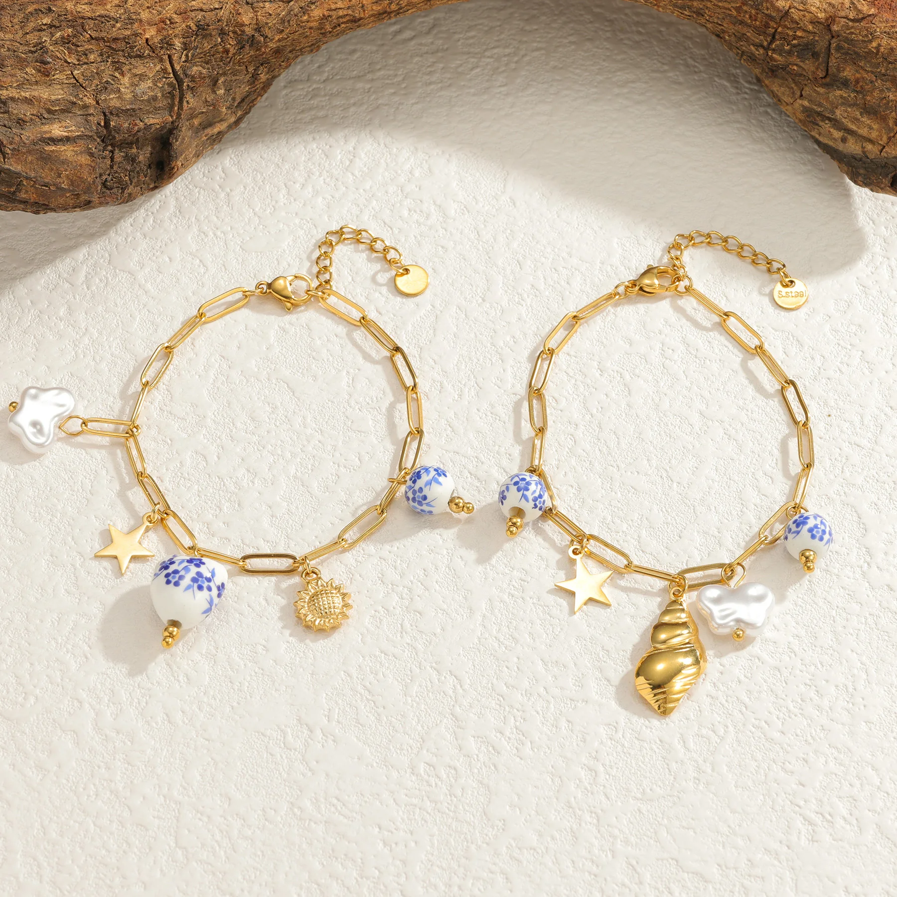 Fashion Ceramic Shell Necklace & Bracelet Set for Women