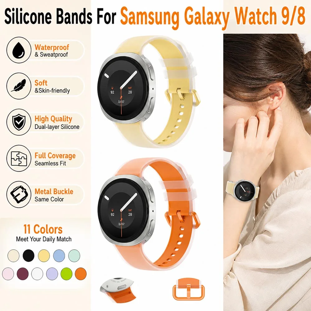 Silicone Band for Samsung Galaxy Watch 9 8 40mm 44mm Strap Replacement Strap for Samsung Galaxy Watch Classic 8 46mm Bracelet