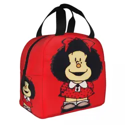 Mafalda Insulated Lunch Bags Cooler Bag Meal Container Quino Argentina Cartoon High Capacity Tote Lunch Box Beach Travel