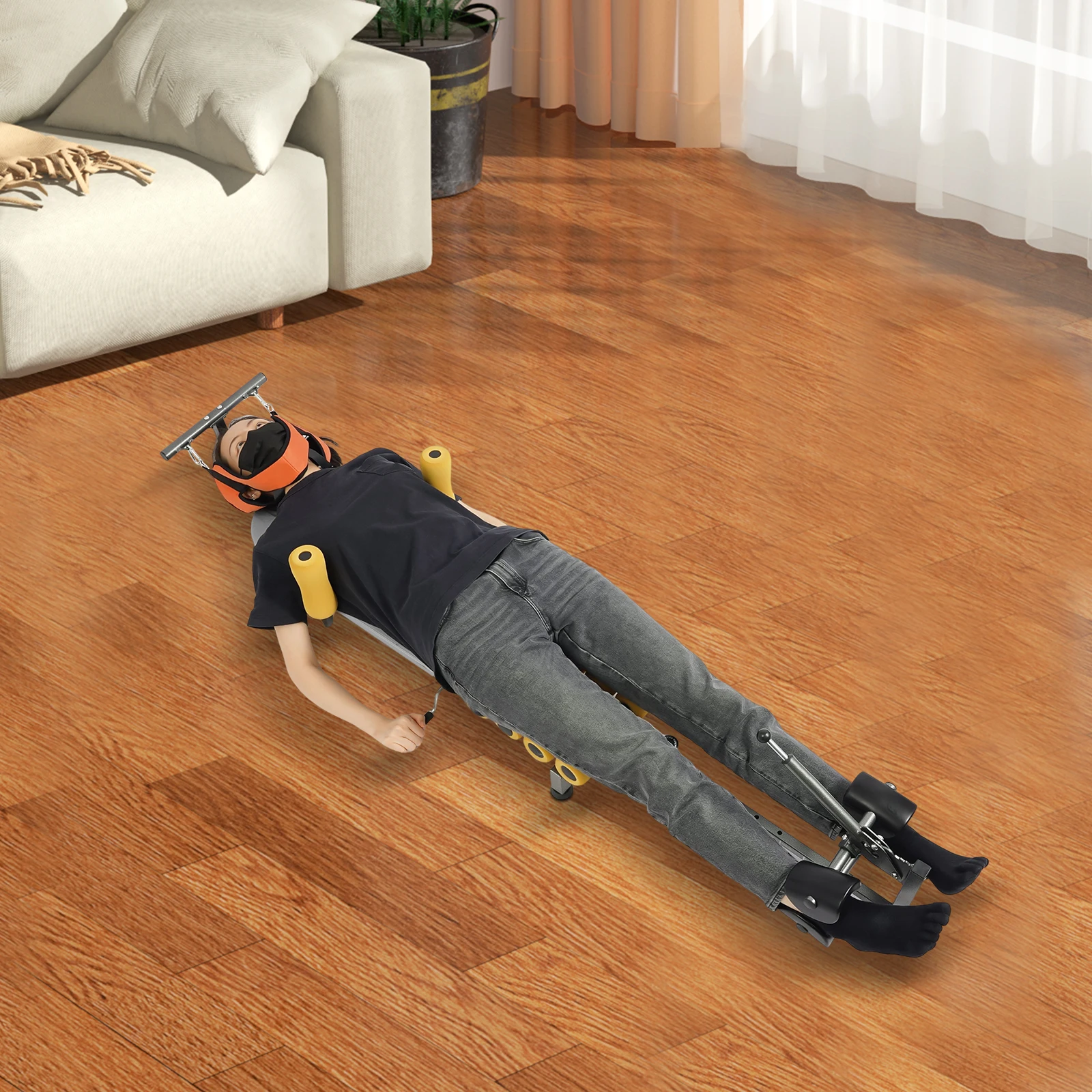 طاولة سرير جر رمادية، سرير جر من الخشب العنقي للعمود الفقري الخلفي، سرير جر بقوة خلفية 150 كجم