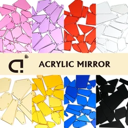 DUCRYSTAL 30/100pcs Mix Shape Sewing Acrylic Mirror FlatBack DIY Acrylic Mirrored Rhinestones for Evening Dresses Garment