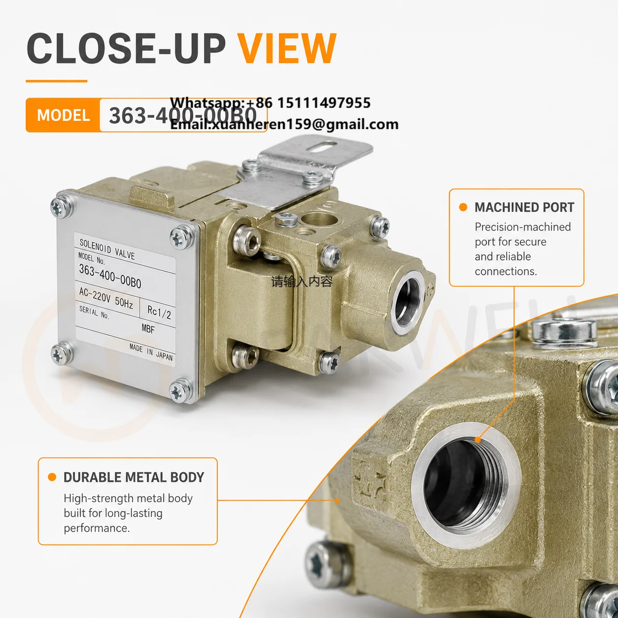 

363-400-00B0 Solenoid Valve AC220V 50Hz Industrial Fluid Control Valve for Automation Equipment