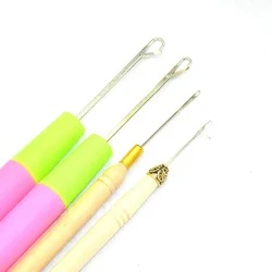 1pc Wood Plastic Crochet Braid Needle Feather Hair Extension Tools Wig Hook Needle Threader Knitting Hair Crochet Needles 7type