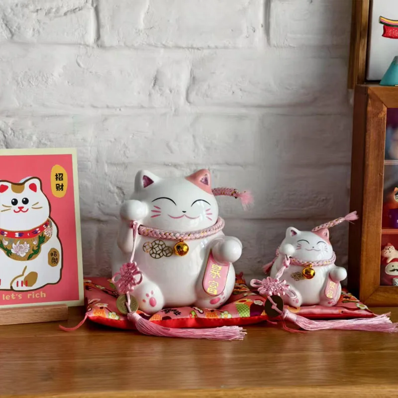 Nordic Ceramics Lucky Cat Sculpture Ornaments Office Home Living Room Homestay Animal Statue Furnishings Crafts Opening Gifts