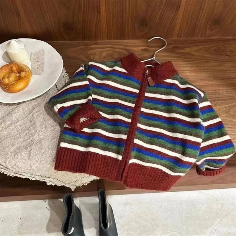 Coats Boys Knitted Style Spring Autumn Winter Cardigan Jacket New Childrens Casual Zipper Boys Baby Sweater Trend 2025