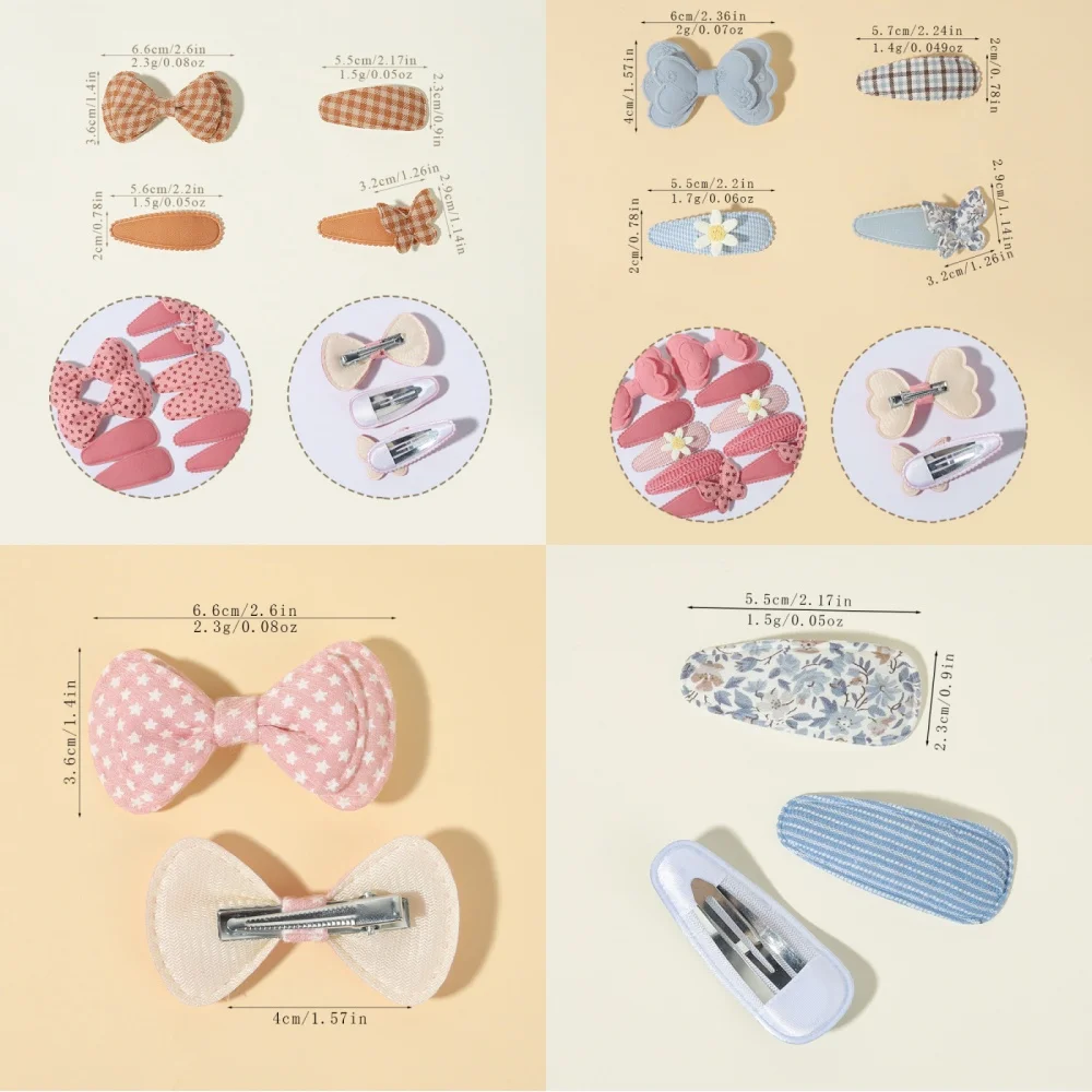 10PCS/Set New Fabric BB Hair Clip Children's Girls' Teenagers' Side Bangs Clip Girls' Party Daily Decoration Hair Accessories