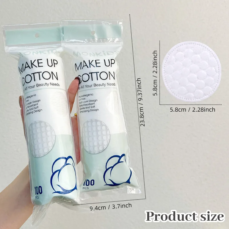 Double Sided Pearl Texture Cotton Pads 100pcs Large Round Soft Breathable for Face Cleansing Makeup Remover